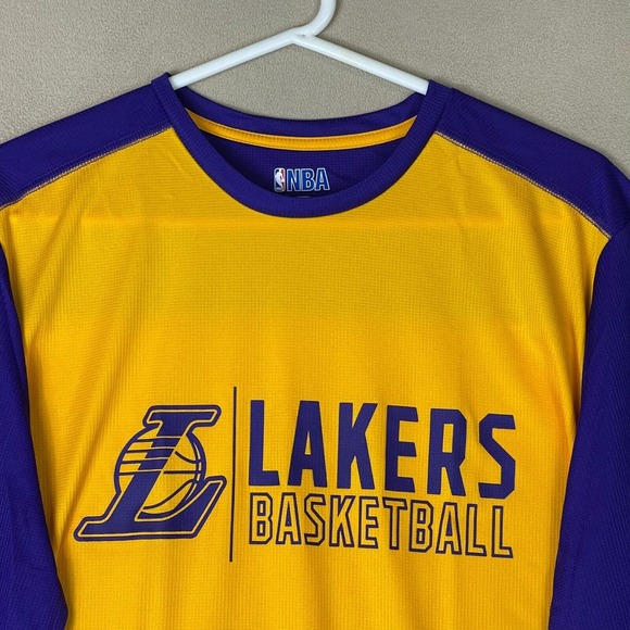 NBA Lakers Long Sleeve Shirt‎ Adult Large Yellow/Purple Basketball Jersey Mens - Picture 2 of 11
